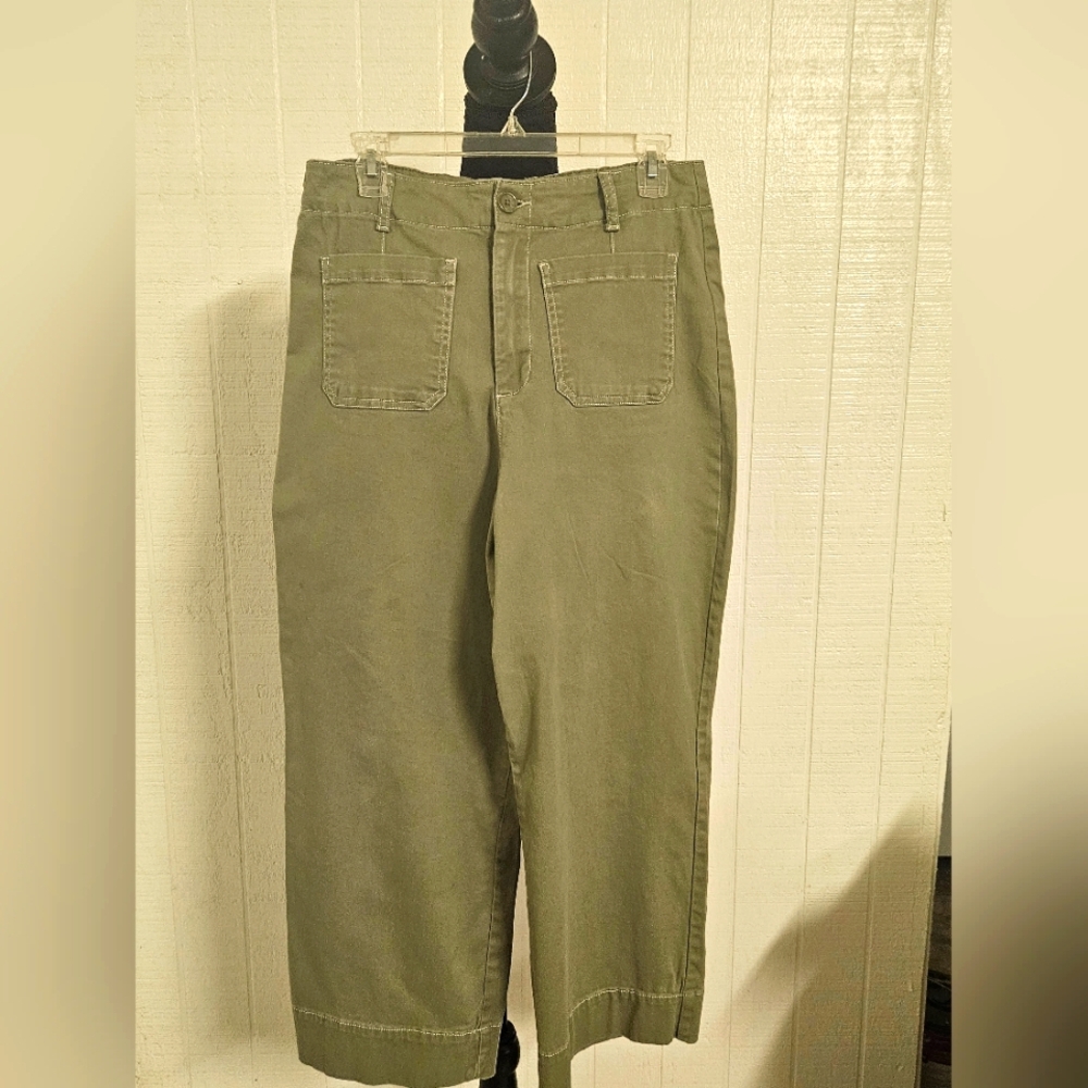 Bagatelle Green Wide Leg Cotton Blend Pants Size 12